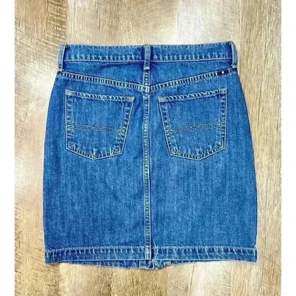 Vtg Lucky Brand 2/26 Denim Button Front Pencil Mini Skirt Blue Jean Medium Wash - Picture 6 of 9